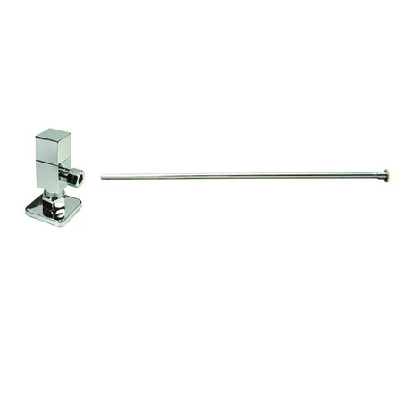 WESTBRASS Brass Toilet Kit 1/4-Turn Round Angle Stop 1/2" Copper x 3/8" Comp in Polished Nickel D105QST-05